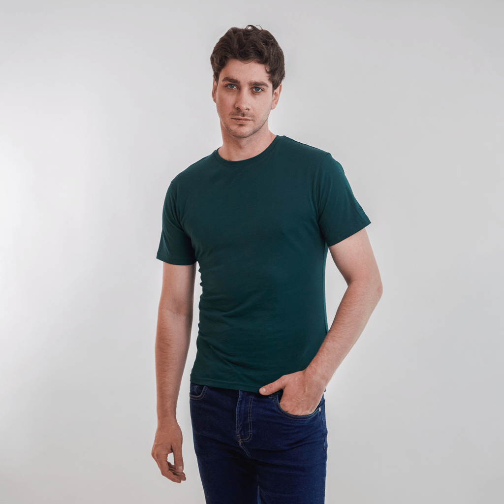 Polo básico verde Jersey de algodón Pima con bordado en la manga