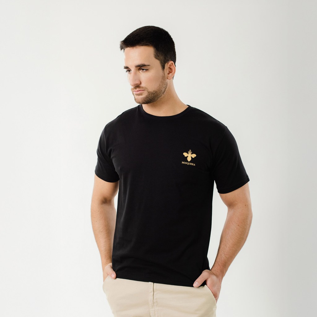 Polo básico negro Jersey de algodón Pima con bordado